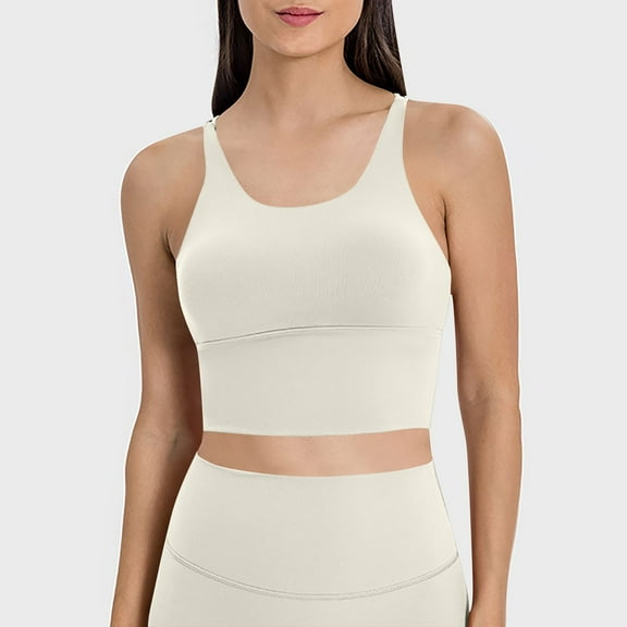 Nexjvus Womens Sports Bras Strap Thin Camisole Backless Gathering Bra Shock-Absorbing Fitness Yoga Running Bra White