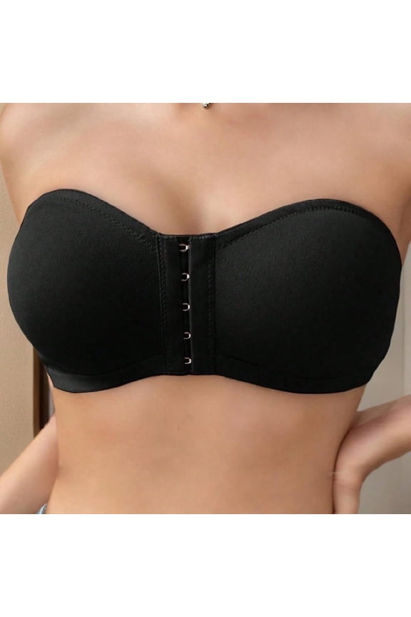 Womens Strapless Bras Front Closure No Underwire Bra (Black,1 pack,Size S-XXL)