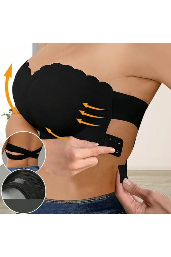 Womens Strapless Bras No Underwire Bra (Black,1 pack,Size S-XL)