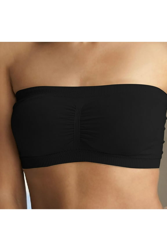 Womens Strapless Bras Padded Strapless Bra No Underwire (Black,1 pack,Size S-3XL)