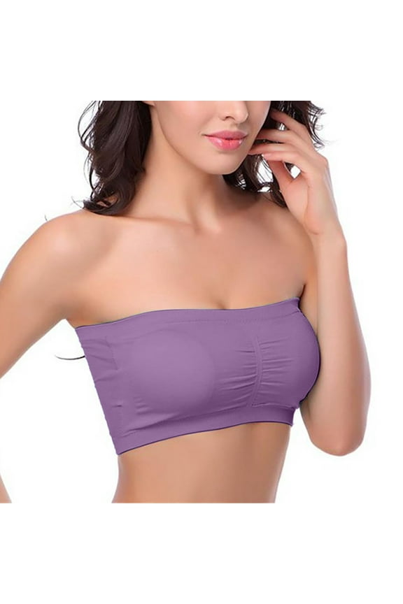Womens Strapless Bras Padded Strapless Bra No Underwire (Purple,1 pack,Size S-3XL)