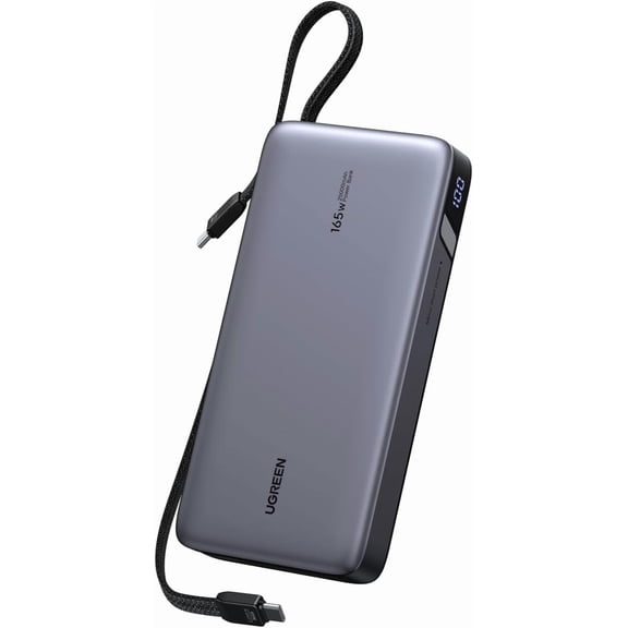 Nexode Power Bank, 25,000mAh 165W Laptop Portable Charger with 2 Built-in USB-C Cables, 90Wh Fast Charging Business Travel Battery Pack for MacBook Pro/Air/ipad/iPhone 17/Samsung/Dell/HP/Lenovo