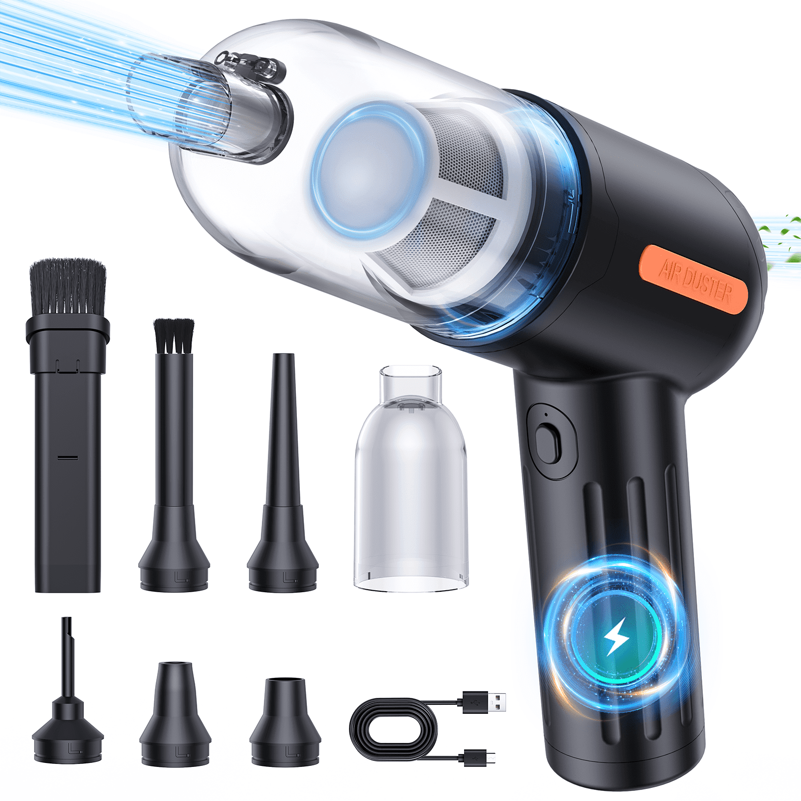 NEXPOW Handheld Car Vacuum Cleaner, 18000PA Hand Held Vacuum Portable Cordless, 2 in 1 Air Duster and Vacuum Cleaner with Multi-Nozzles, High Power Mini Vacuum for Home, Pet, Office
