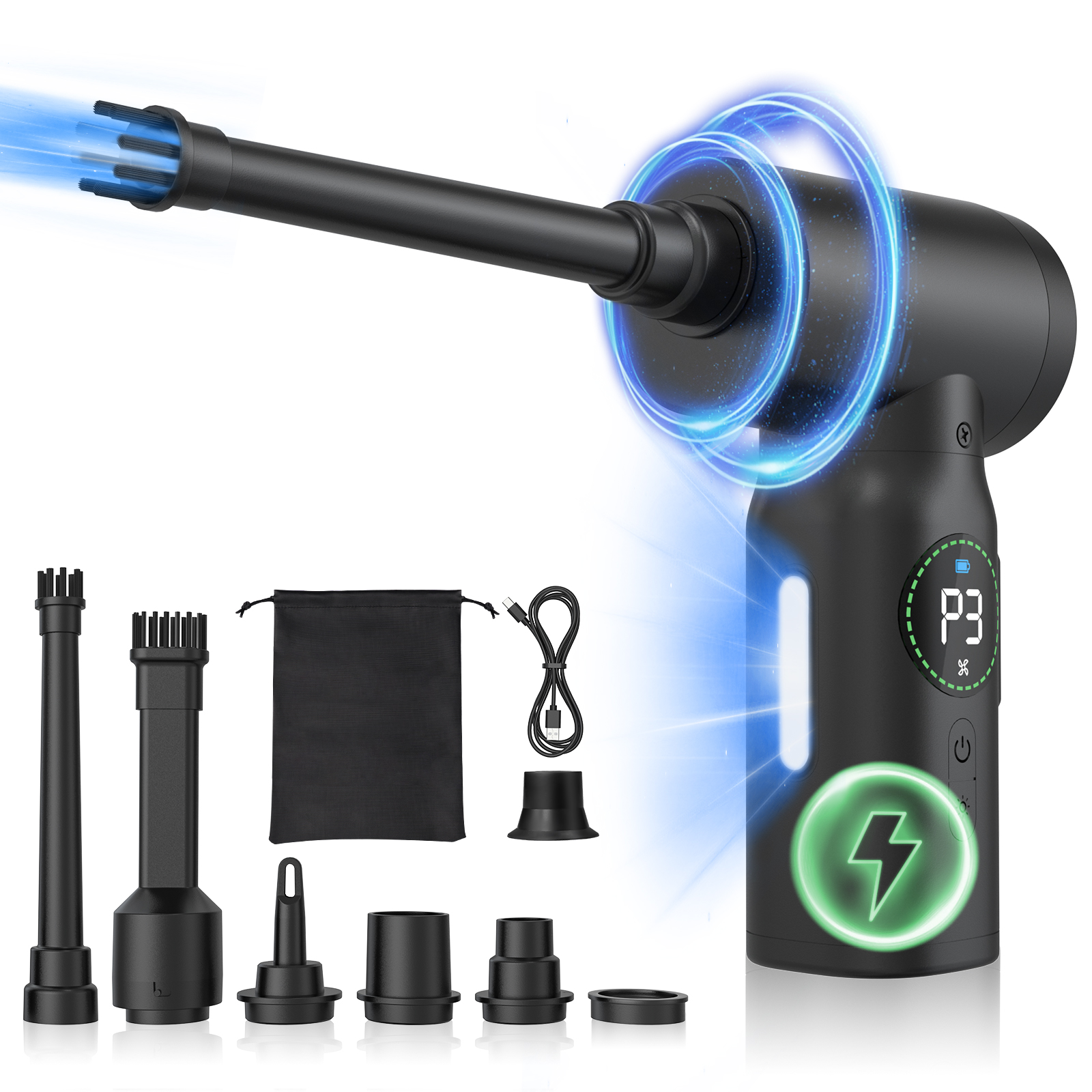 Compressed Air Duster 51000 RPM Electric Air Duster for Computer Keyboard Electronics Cleaner