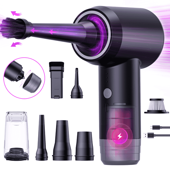 NEXPOW Compressed Air Duster-Car Vacuums,130W Brushless Motor Handheld Vacuum Cordless with 7500mAh Battery,Multi-Nozzles for Car, Home, Office, Pet