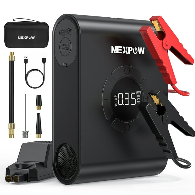 Nexpow Jump Starter with Air Compressor, 2000A Battery Jump Starter (up