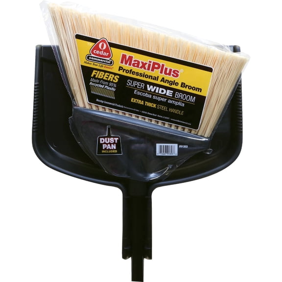Nexstep Commercial O-Cedar MaxiPlus Professional Angle Broom With Dustpan - Pack of 2