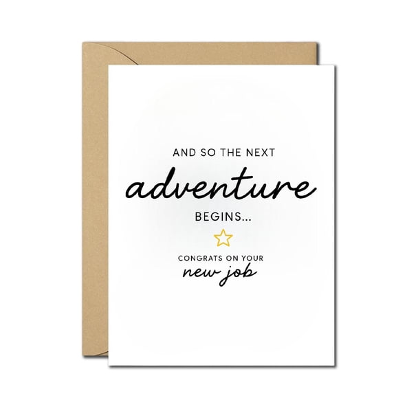 And So the Next Adventure Begins Greeting Card  Congrats on New Job Card for Women & Men  Inspirational Farewell, Leaving, Career Change Card with Envelope Included