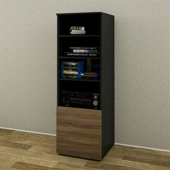 Next Bookcase / Audio Tower 600236 from Nexera, Black and Walnut-Finish:Black/Walnut