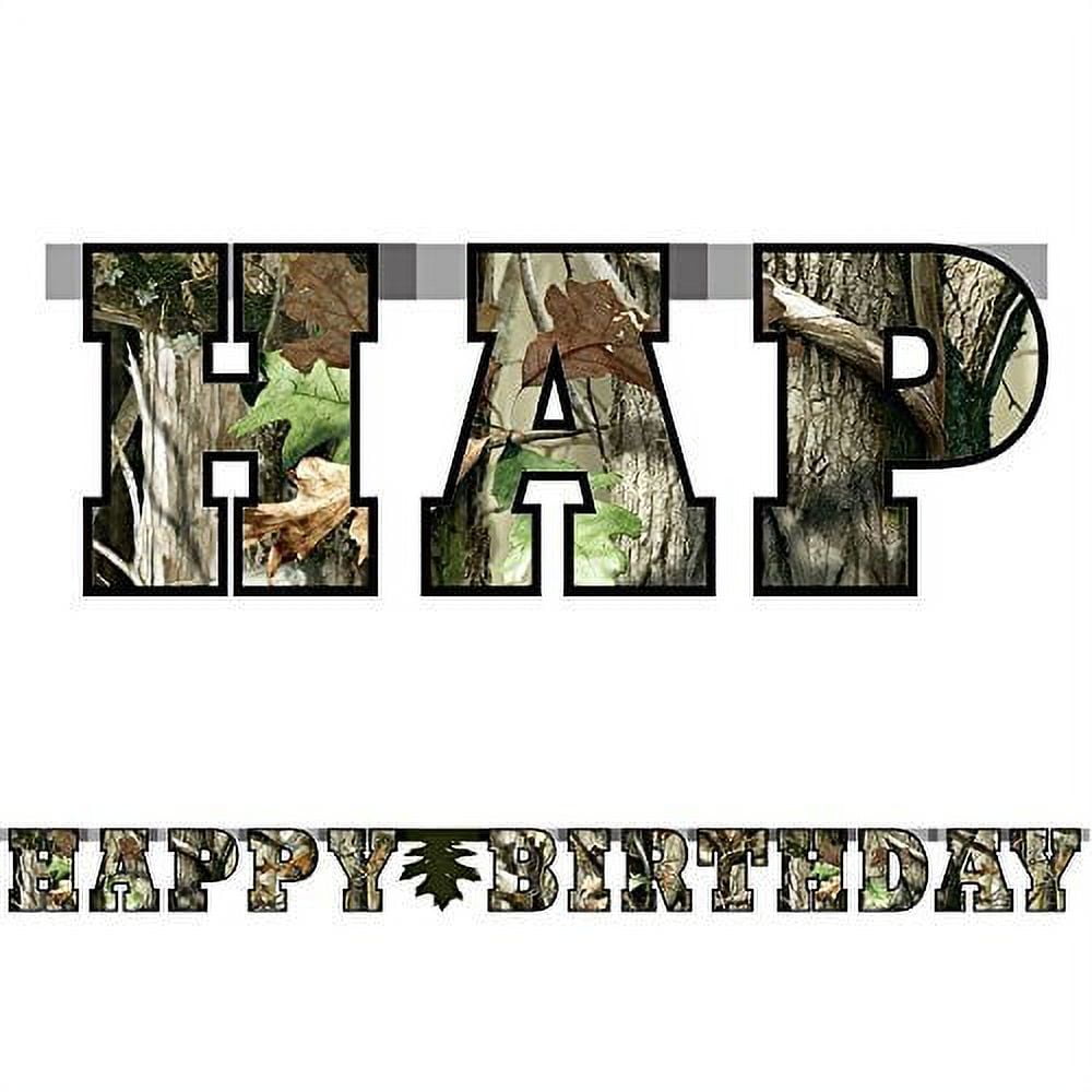 Next Camo Banner "Happy Birthday" Havercamp Camouflage Hunting Party Decorations