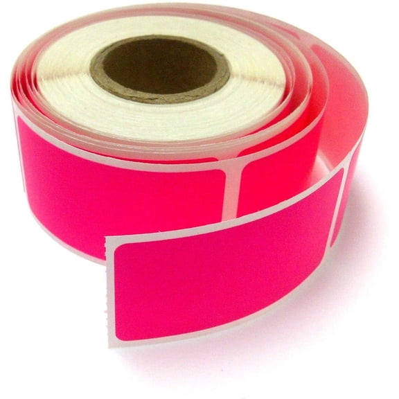 Next Day Labels, Color Coding Rectangle Labels, 250 Per Roll Fluorescent Pink, 2 X 1