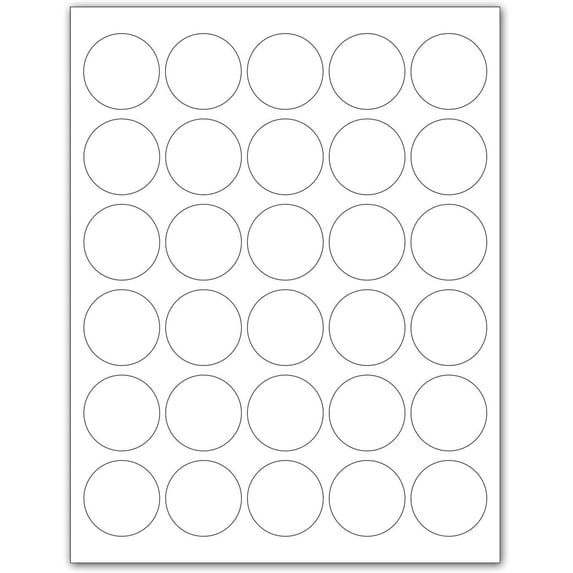 Laser / Ink Jet White Labels 1.5" Round for Printing with NO Bleed - 30 Per Page 750 Labels