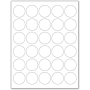 Laser / Ink Jet White Labels 1.5" Round for Printing with NO Bleed - 30 Per Page  750 Labels