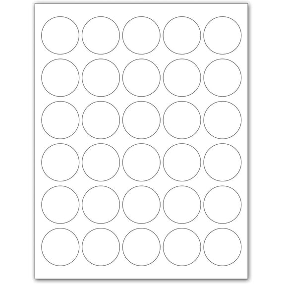 Laser / Ink Jet White Labels 1.5" Round for Printing with NO Bleed - 30 Per Page 750 Labels