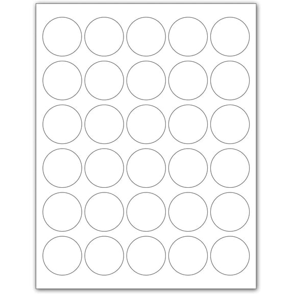 Laser / Ink Jet White Labels 1.5" Round for Printing with NO Bleed - 30 Per Page 750 Labels