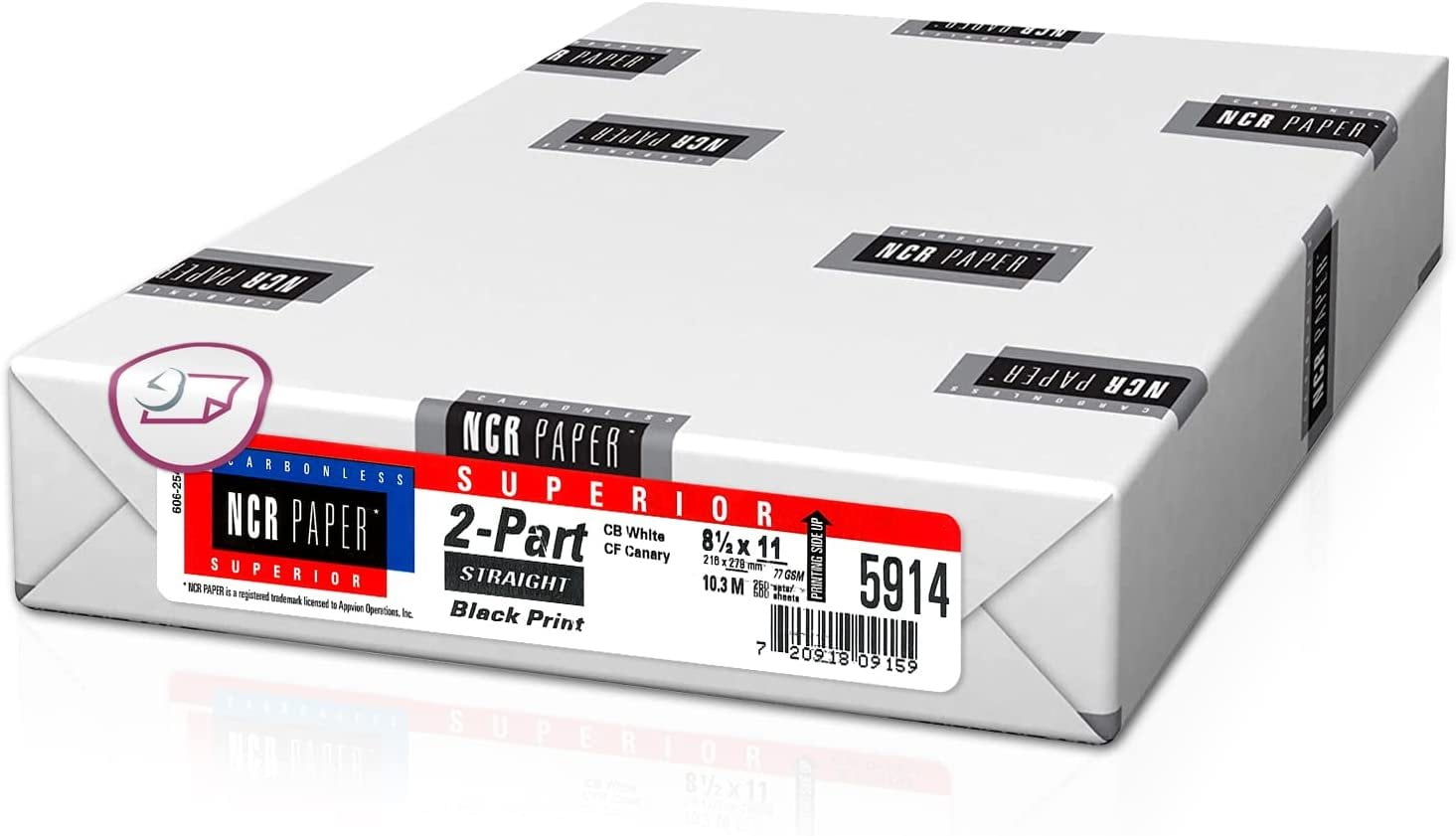 Next Day Labels, Superior Carbon-Less NCR, Pre Collated Paper, 500 Sheets Per Pack 8-1/2" x 11" 2 Part Straight, 5914