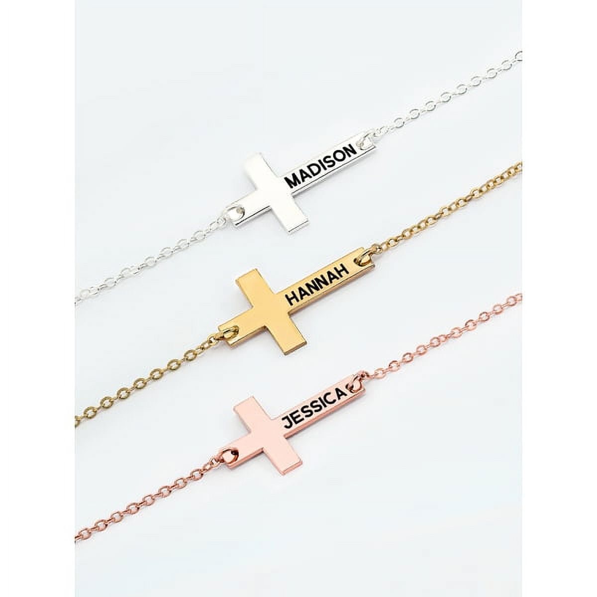 Next Day Shipping Personalized Sideway Cross Bracelet