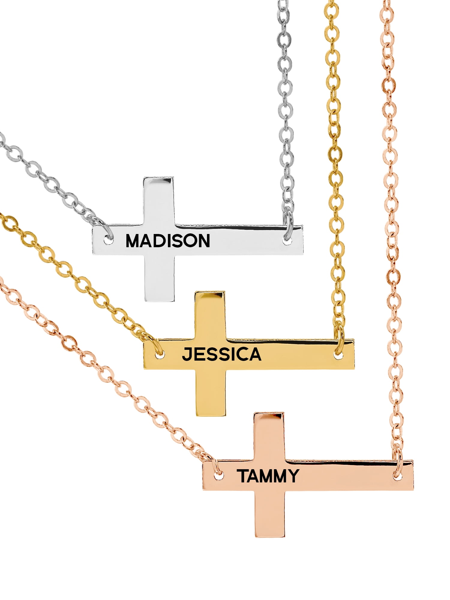 Next Day Shipping Personalized Sideway Cross Necklace