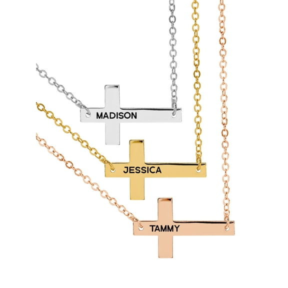Next Day Shipping Personalized Sideway Cross Necklace