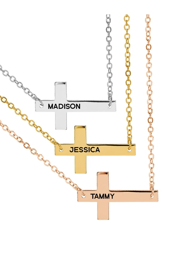 Next Day Shipping Personalized Sideway Cross Necklace