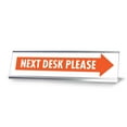thumbnail image 1 of Next Desk Please, Orange Silver Frame, Desk Sign (2x8"), 1 of 3