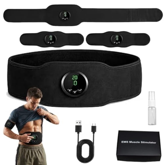 Next Gen EMS Muscle Stimulator & Fitness AB Belt – Rechargeable Abs Toner Trainer for Home Gym Workout