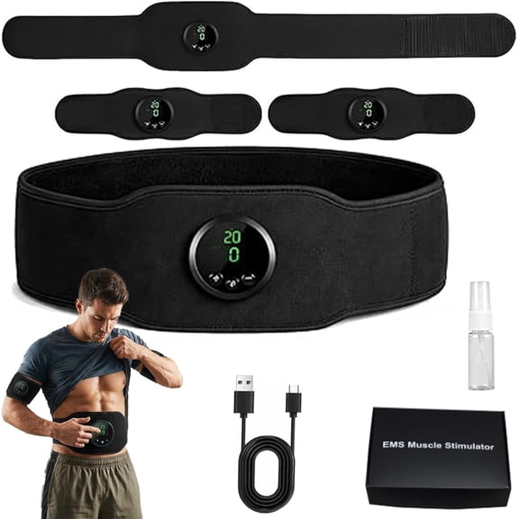 Next Gen EMS Muscle Stimulator and Muscle Fitness AB Belt, Rechargeable Abs Toner Trainer for Home Gym Workout