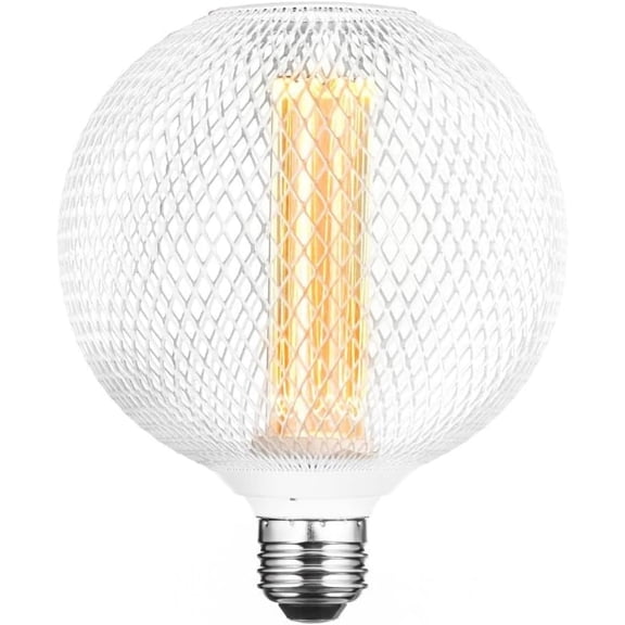 Next Glow Decorative Light Bulb, 3.5W E26 Metal Cage Globe LED Decorative Light Bulbs - White