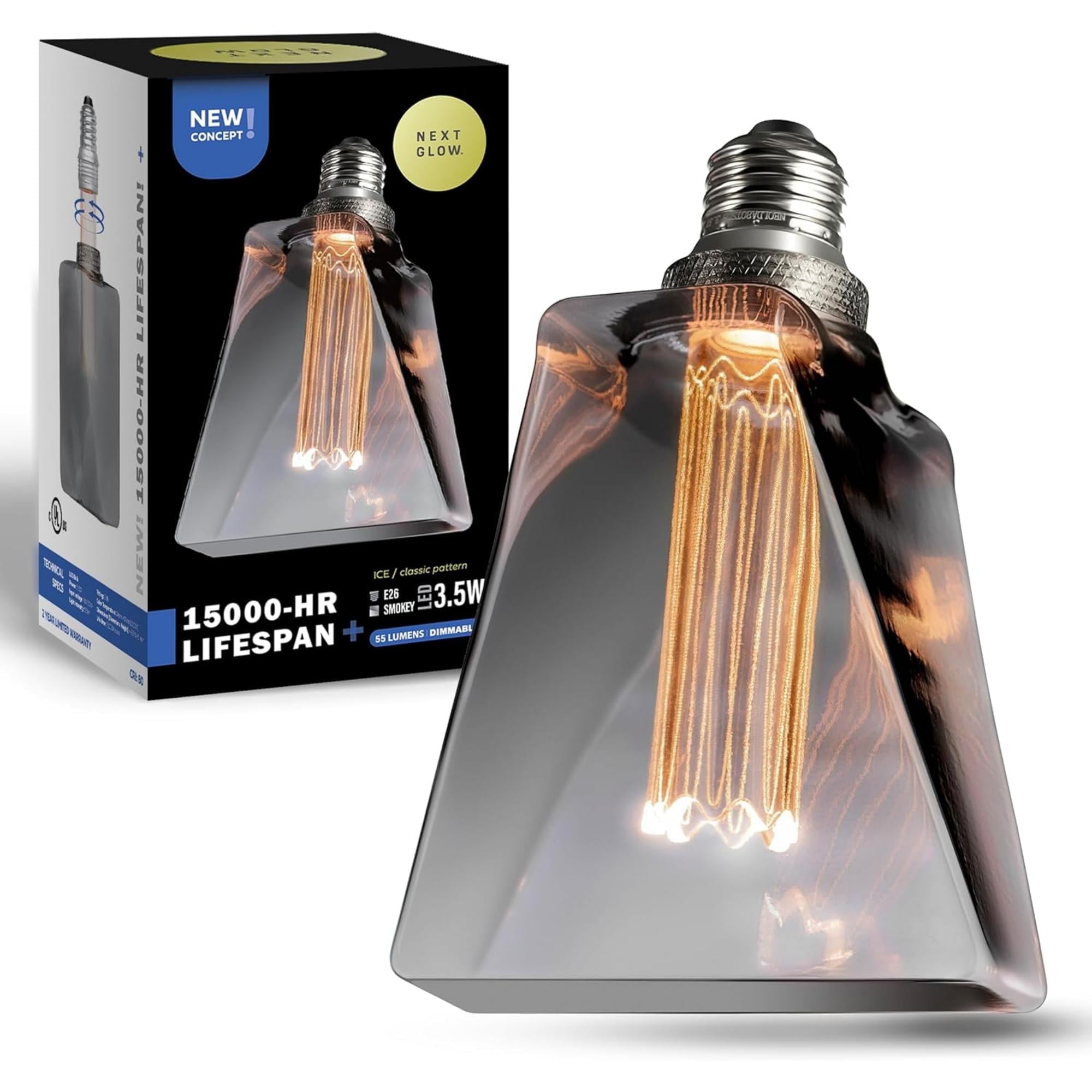 Next Glow ICE Style LED 3.5W Smokey Light Bulbs, Decorative