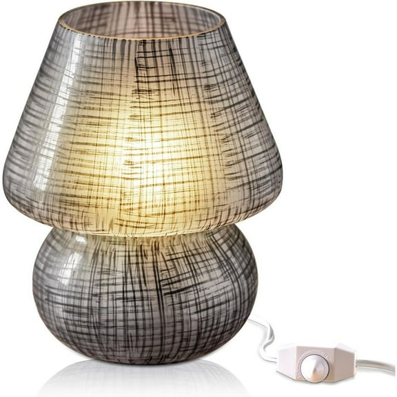 Next Glow Mushroom Lamp – Retro Funky Mushroom Black Table Lamp, Dimmable LED, E26 Socket 120v