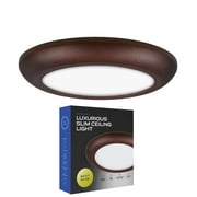 Next Glow Ultra Slim 5" LED Ceiling Light Fixture, 3000K Round, Dimmable Flush Mount Light, Bronze