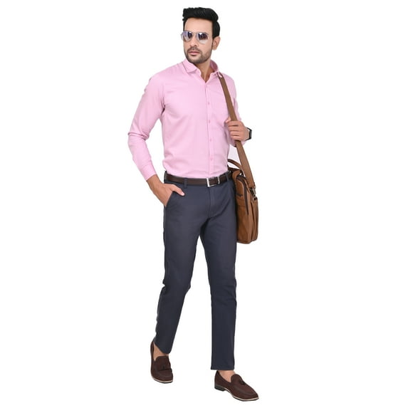 Next Heritage Button Down Shirts for Men Regular Semi Slim Fit Shirt Casual Shirt Formal Shirt for Men Solid Plain Cotton Long Sleeve Shirts (Pink, L)