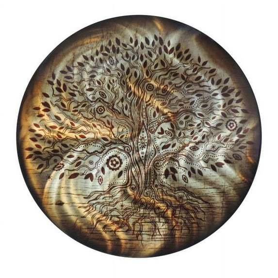 Metal Wall Decor Tree of Life Amber Round