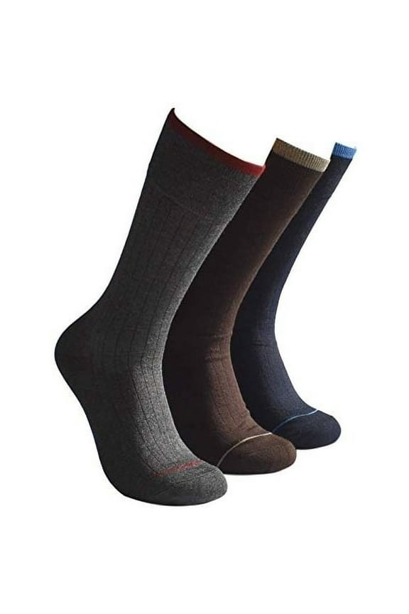 Men's Assorted Crew Cut Dress Socks Navy, Charcoal, Brown 3 Pack 8-12.5 NK1195DP