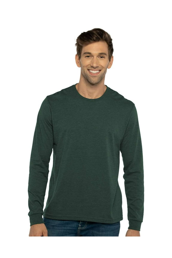 Next Level 6411 Men's Sueded L/S Crew-Hthr Forest Green-M