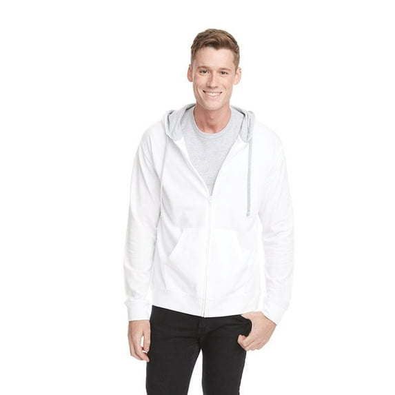 Next Level Active Unisex French Terry Zip Hoodie 9601, S, White/Heather Grey