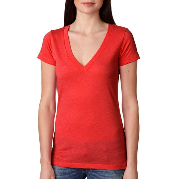 Next Level 6740 Women's Deep V-Neck T-Shirt - Vintage Red - Large