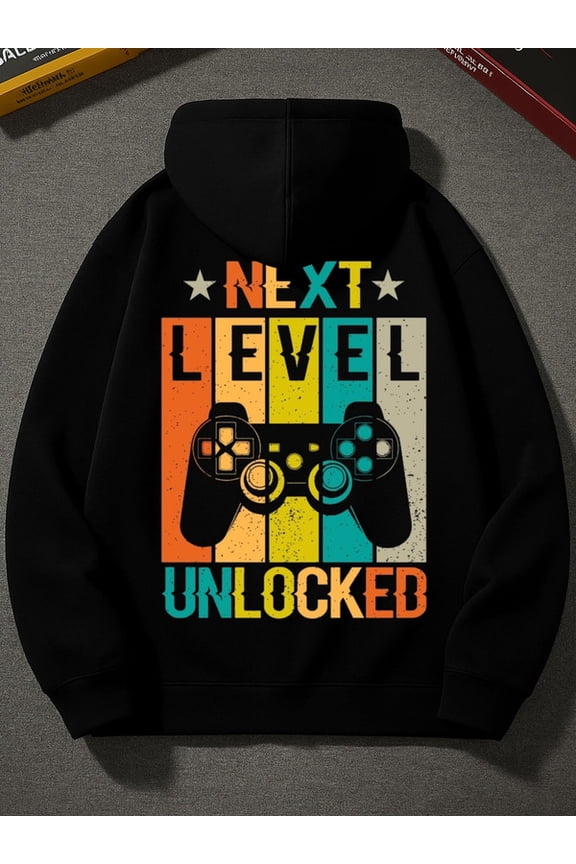 Next Level Gamer funny hoodies game men's sweatshirts black Comfy Loose Drawstring Trendy Hooded Pullover,Clothing For Autumn Winter aesthetic fun game Unique Design Unisex hoodie