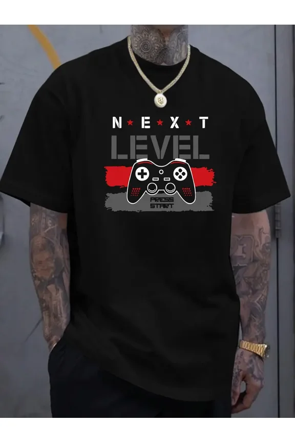 Next Level Gaming Controller Graphic Tee for Men Casual Short Sleeve Shirt