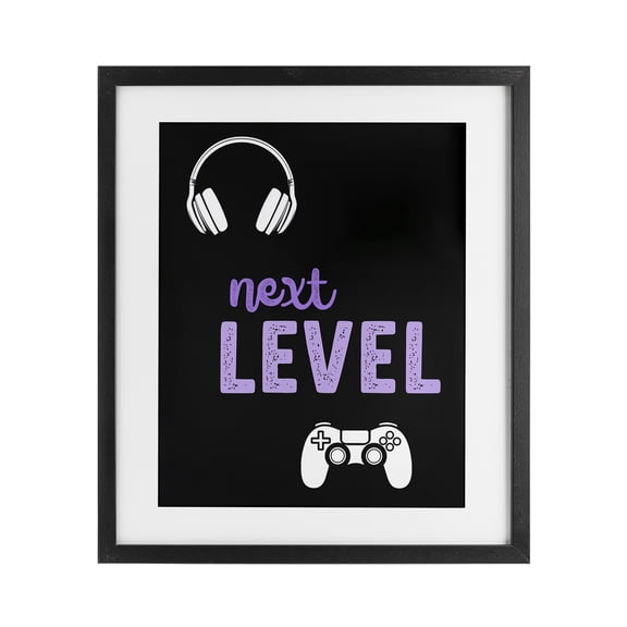 Next Level Headset & Controller Black Framed Print Under Glass, design by Christine Simpson Art