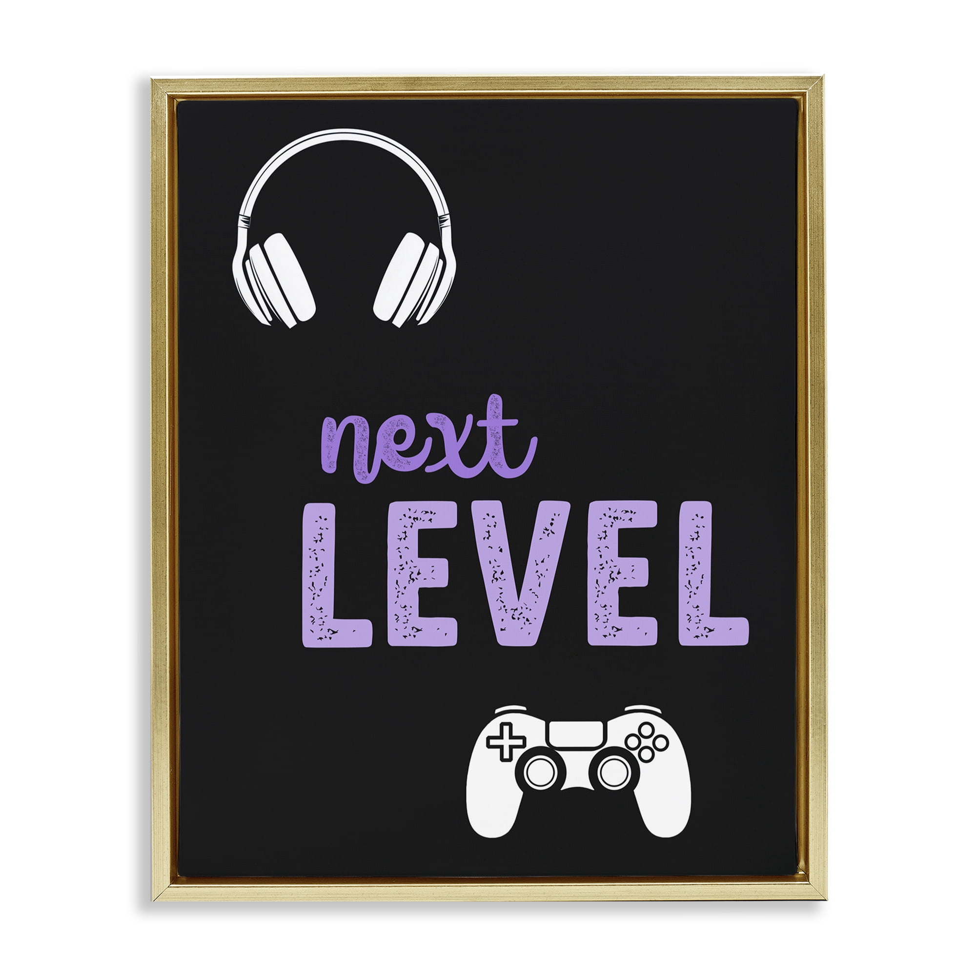 Next Level Headset & Controller Gold Framed Floater Canvas Wall Art, design by Christine Simpson Art