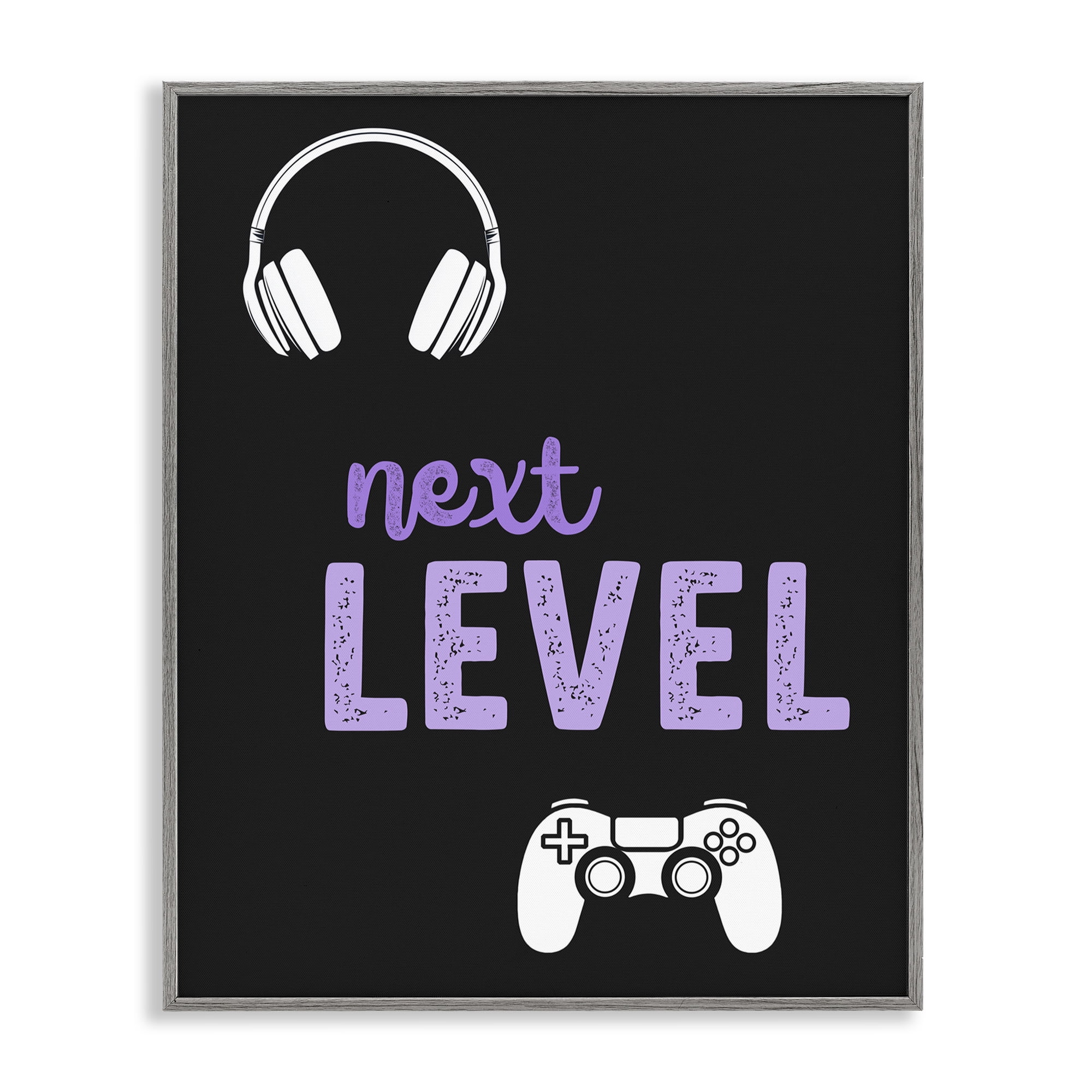 Next Level Headset & Controller Gray Framed Giclee Art, design by Christine Simpson Art