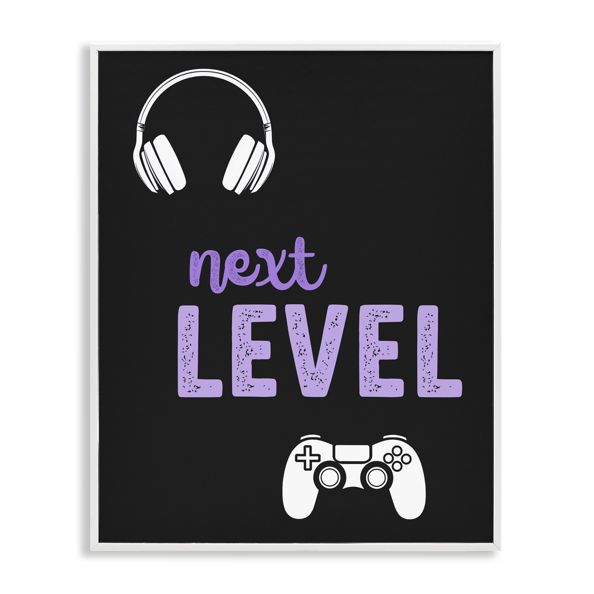 Next Level Headset & Controller White Framed Giclee Art, design by Christine Simpson Art