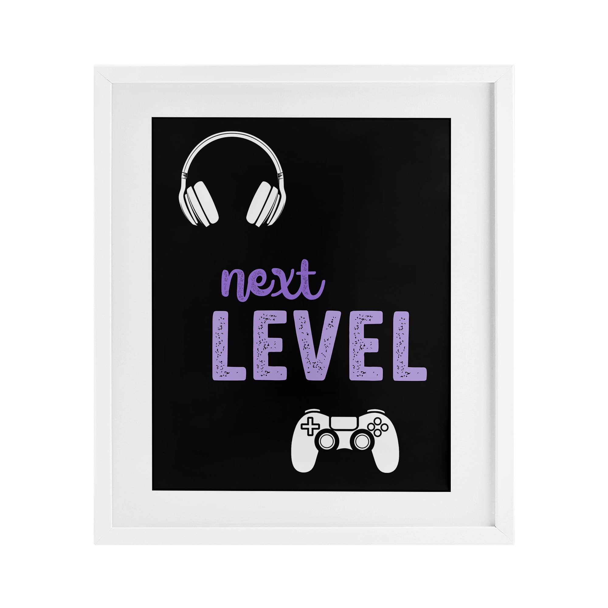 Next Level Headset & Controller White Framed Print Under Glass, design by Christine Simpson Art