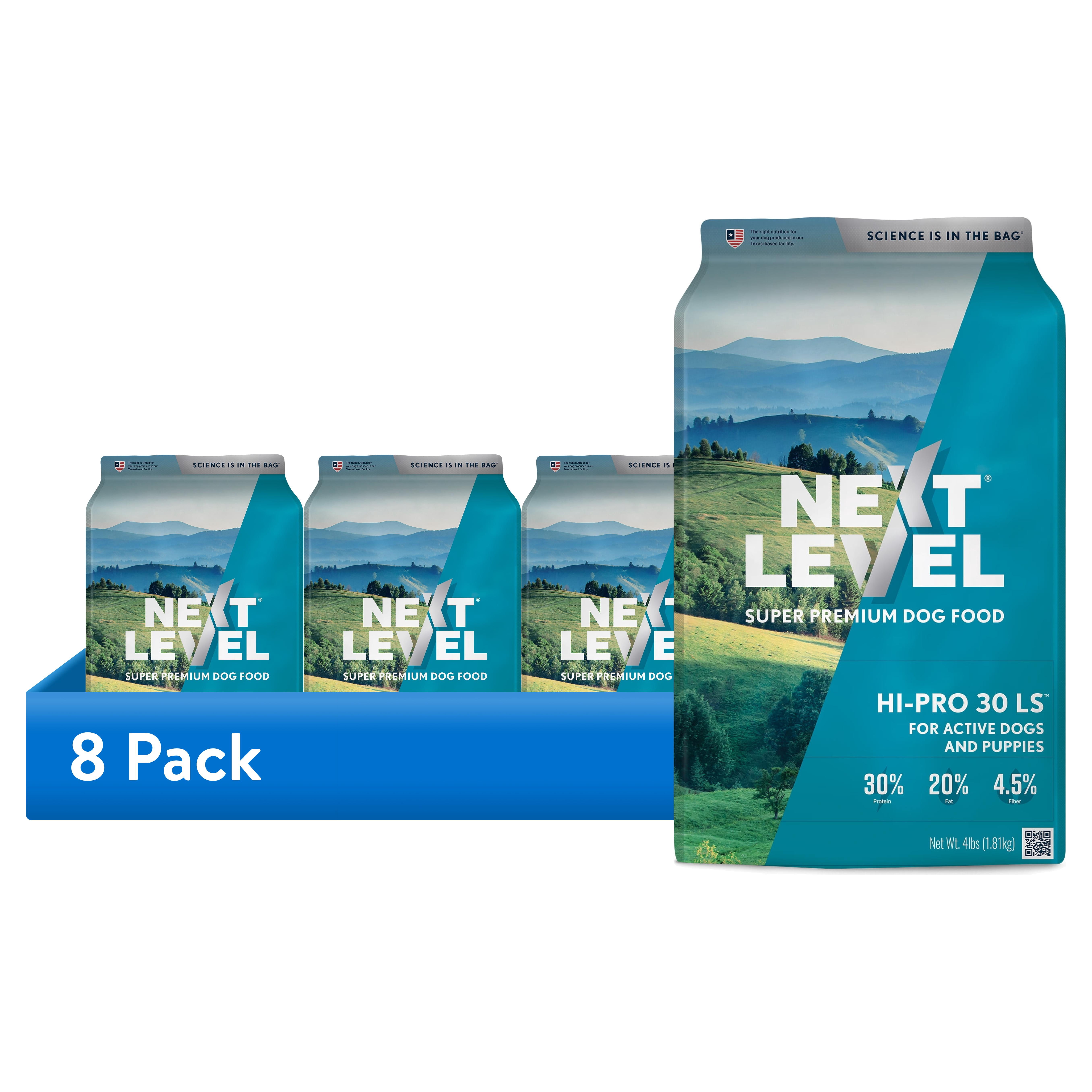 (8 pack) Next Level Hi-Pro 30 LS Dry Dog Food, 4 lb Bag