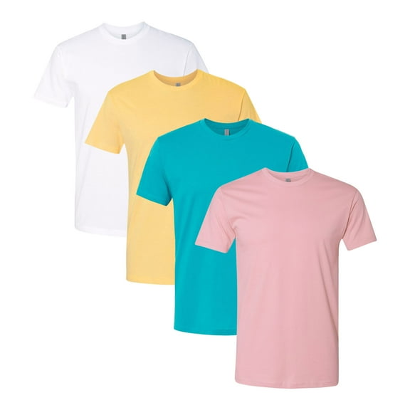 Next Level Men’s 100% Cotton T-Shirts Solid Color Bulk Wholesale Packs Tees for Printing or Everyday Wear (Bright Color 4 Pack, XL)