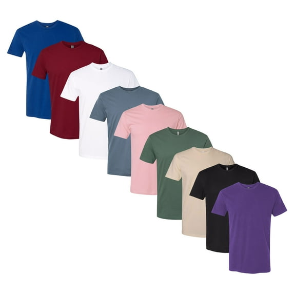Next Level Men’s 100% Cotton T-Shirts Solid Color Bulk Wholesale Packs Tees for Printing or Everyday Wear (Dark+Bright Color 9 Pack, L)