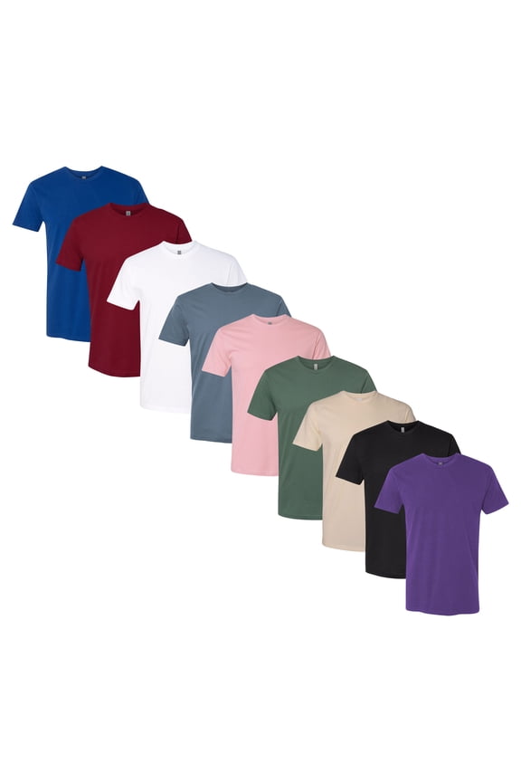 Next Level Men’s 100% Cotton T-Shirts Solid Color Bulk Wholesale Packs Tees for Printing or Everyday Wear (Dark+Bright Color 9 Pack, L)