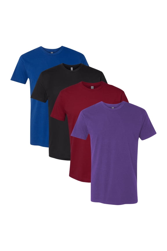 Next Level Men’s 100% Cotton T-Shirts Solid Color Bulk Wholesale Packs Tees for Printing or Everyday Wear(Dark Color 4 Pack, XL)