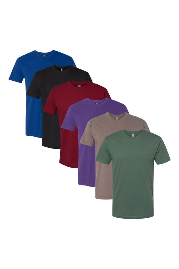 Next Level Men’s 100% Cotton T-Shirts Solid Color Bulk Wholesale Packs Tees for Printing or Everyday Wear (Dark Color 6 Pack, XL)